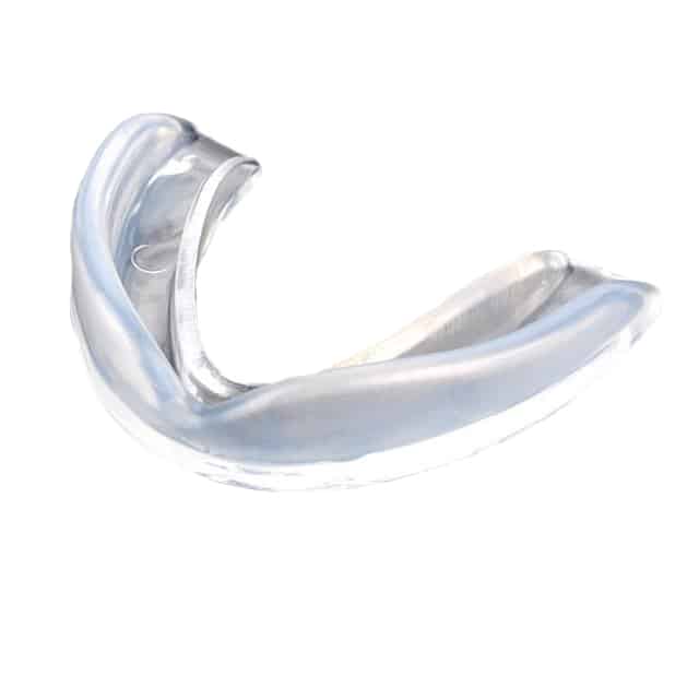 angled view of a clear mouthguard
